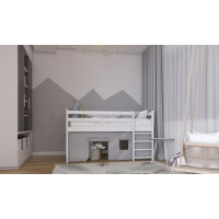 Dětská vyvýšená postel z masivu borovice PORTO - 180x80 cm - bílá