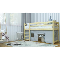 Dětská vyvýšená postel z masivu borovice PORTO - 180x80 cm - přírodní borovice