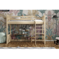 Dětská vyvýšená postel z masivu borovice ALVIN - 180x80 cm - PŘÍRODNÍ BOROVICE