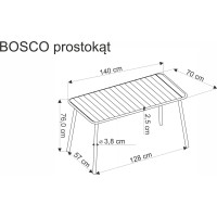 Zahradní stůl BOSCO - 140x70 cm - bílý