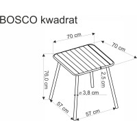 Zahradní stůl BOSCO - 70x70 cm - bílý