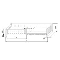 Dětská Montessori postel z masivu borovice Basic LOVE - 200x140 cm