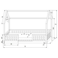 Dětská domečková Montessori postel z masivu borovice BIANCO DUO - 180x80 cm
