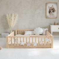 Dětská Montessori postel z masivu borovice Basic LOVE - 200x140 cm