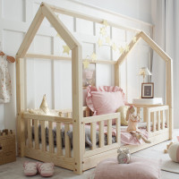 Dětská domečková Montessori postel z masivu borovice BIANCO DUO - 180x80 cm