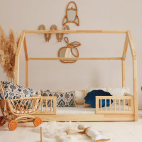 Dětská domečková Montessori postel z masivu borovice PIOLI DUO - 200x90 cm