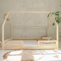 Dětská domečková Montessori postel z masivu borovice PIOLI DUO - 200x140 cm