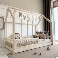 Dětská domečková Montessori postel z masivu borovice PIOLI - 180x80 cm