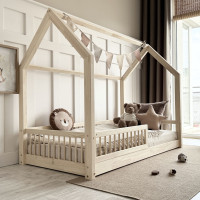Dětská domečková Montessori postel z masivu borovice PIOLI - 180x80 cm