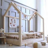 Dětská domečková Montessori postel z masivu borovice PIOLI - 180x80 cm