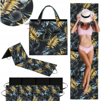 Oboustranná plážová podložka 180x50x3 cm - černá/Golden Palms