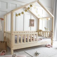 Dětská domečková postel z masivu borovice Bedhouse FENCE (se šuplíkem/s přistýlkou) - 200x90 cm