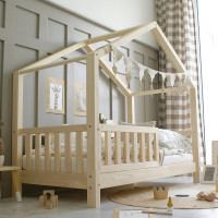 Dětská domečková postel z masivu borovice Bedhouse FENCE (se šuplíkem/s přistýlkou) - 200x90 cm