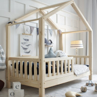 Dětská domečková postel z masivu borovice Bedhouse FENCE (se šuplíkem/s přistýlkou) - 200x90 cm