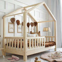 Dětská domečková postel z masivu borovice Bedhouse FENCE (se šuplíkem/s přistýlkou) - 200x90 cm