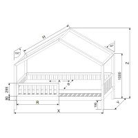 Dětská domečková postel z masivu borovice Bedhouse FENCE (se šuplíkem/s přistýlkou) - 180x80 cm