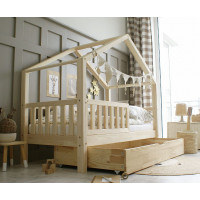 Dětská domečková postel z masivu borovice Bedhouse FENCE (se šuplíkem/s přistýlkou) - 160x80 cm