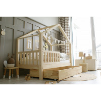 Dětská domečková postel z masivu borovice Bedhouse FENCE (se šuplíkem/s přistýlkou) - 160x80 cm