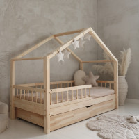 Dětská domečková postel z masivu borovice Bedhouse BELLO (se šuplíkem/s přistýlkou) - 180x80 cm