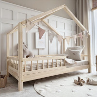 Dětská domečková postel z masivu borovice Bedhouse BELLO (se šuplíkem/s přistýlkou) - 200x90 cm