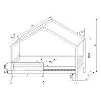 Dětská domečková postel z masivu borovice Bedhouse BELLO (se šuplíkem/s přistýlkou) - 200x90 cm
