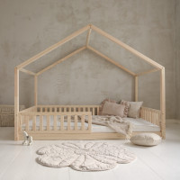 Dětská domečková Montessori postel z masivu borovice Bedhouse FENCE - 200x140 cm