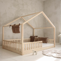Dětská domečková Montessori postel z masivu borovice Bedhouse FENCE - 200x140 cm
