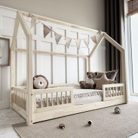 Dětská domečková Montessori postel z masivu borovice PIOLI DUO - 200x90 cm