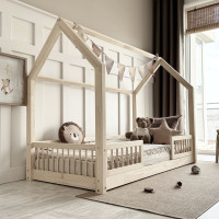 Dětská domečková Montessori postel z masivu borovice PIOLI DUO - 200x90 cm