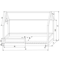 Dětská domečková Montessori postel z masivu borovice PIOLI - 180x80 cm