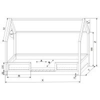 Dětská domečková Montessori postel z masivu borovice PIOLI DUO - 180x80 cm