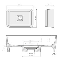 Polysan BANERA SQUARE umyvadlo na desku, litý mramor, 50x36cm, bílá mat 14596MAT