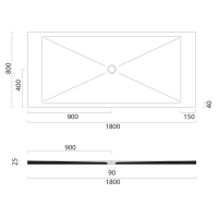 GSI Keramická sprchová vanička, obdélník 180x80x2cm, cenere mat 46180817