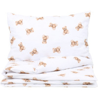Dětské bavlněné povlečení do postýlky 120x90 cm BABYMAM PREMIUM - Medvídek Teddy - bílé