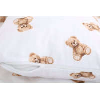 Dětské bavlněné povlečení do postýlky 120x90 cm BABYMAM PREMIUM - Medvídek Teddy - bílé