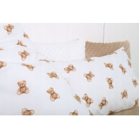 Dětské bavlněné povlečení do postýlky 120x90 cm BABYMAM PREMIUM - Medvídek Teddy - bílé
