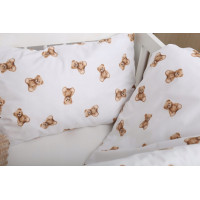Dětské bavlněné povlečení do postýlky 120x90 cm BABYMAM PREMIUM - Medvídek Teddy - bílé