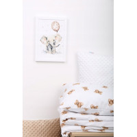 Dětské bavlněné povlečení do postýlky 120x90 cm BABYMAM PREMIUM - Medvídek Teddy - bílé