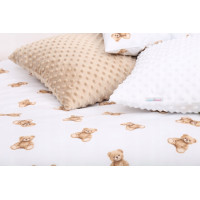 Dětské bavlněné povlečení do postýlky 120x90 cm BABYMAM PREMIUM - Medvídek Teddy - bílé