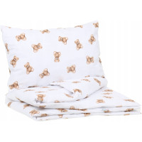 Dětské bavlněné povlečení do postýlky 120x90 cm BABYMAM PREMIUM - Medvídek Teddy - bílé