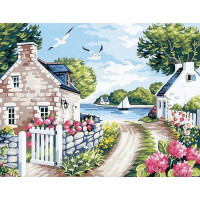 NORIMPEX Diamantové malování Domky u jezera 30x40cm