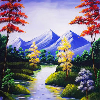 NORIMPEX Diamantové malování Horská bystřina 30x40cm