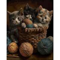 NORIMPEX Diamantové malování Koťata v košíku 30x40cm