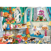 CASTORLAND Puzzle Bláznivá koupel domácích mazlíčků 100 dílků