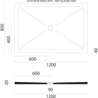 GSI Keramická sprchová vanička, obdélník 120x80x2cm, cenere mat 46120817