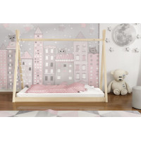 Dětská domečková Montessori týpí postel z masivu borovice OLA - 190x90 cm - PŘÍRODNÍ BOROVICE