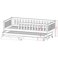 Dětská postel z masivu borovice CALI s přistýlkou a šuplíky - 200x90 cm - PŘÍRODNÍ BOROVICE