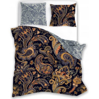 Saténové povlečení NOBILE Ornaments - černé/modré - 160x200 cm