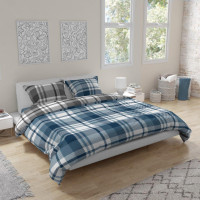 Flanelové povlečení PURE FLANNEL Check - modré/šedé - 140x200 cm