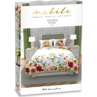 Saténové povlečení NOBILE Luční kvítí - bílé - 220x200 cm